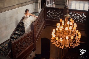 A bride on a staircase