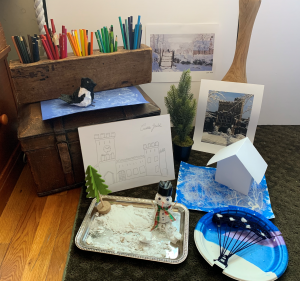 Photo of art projects based on Monet's "The Magpie"