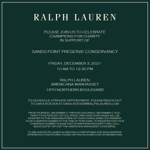 Invitation to Ralph Lauren Shopping Event on Dec 3
